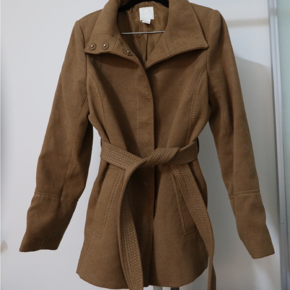 H&M Brown Belted Pea Coat